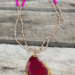 Southern Grace Color Crush Natural Stone Pendant Beaded Necklace New Arrivals