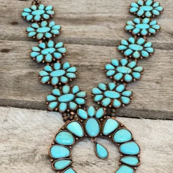 Southern Grace New Arrivals Forever And Ever Turquoise Flower Squash Blossom Necklace