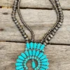 Southern Grace Turquoise Squash Blossom Silver Beaded Necklace New Arrivals