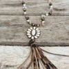 Southern Grace Cowgirl Copper Cream Leopard Squash Blossom Bead Navajo Necklace New Arrivals