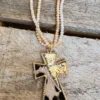 Southern Grace You Can't Cross Me Double Beaded Leopard Gold Cross Pendant New Arrivals
