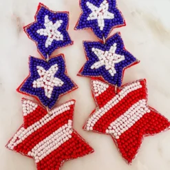 Treasure Jewels, Inc. New Arrivals Red White And Blue USA Stars Beaded Earrings