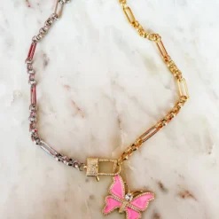 Treasure Jewels, Inc. Precious Two Toned Pink Butterfly Necklace New Arrivals