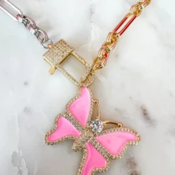 Treasure Jewels, Inc. Precious Two Toned Pink Butterfly Necklace New Arrivals