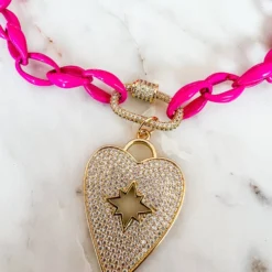 Treasure Jewels, Inc. Blinging Heart Pink Necklace