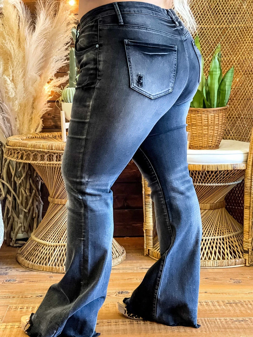 Special A Summer Fever Collection Mid Rise Boot Cut Distressed Jeans - Vintage Black 3 Special A Summer Fever Collection Mid Rise Boot Cut Distressed Jeans - Vintage Black