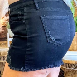 Special A High Rise Distressed Jean Shorts In Black Summer Fever Collection