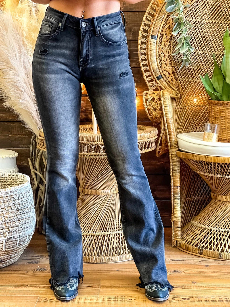 Special A Summer Fever Collection Mid Rise Boot Cut Distressed Jeans - Vintage Black 1 Special A Summer Fever Collection Mid Rise Boot Cut Distressed Jeans - Vintage Black