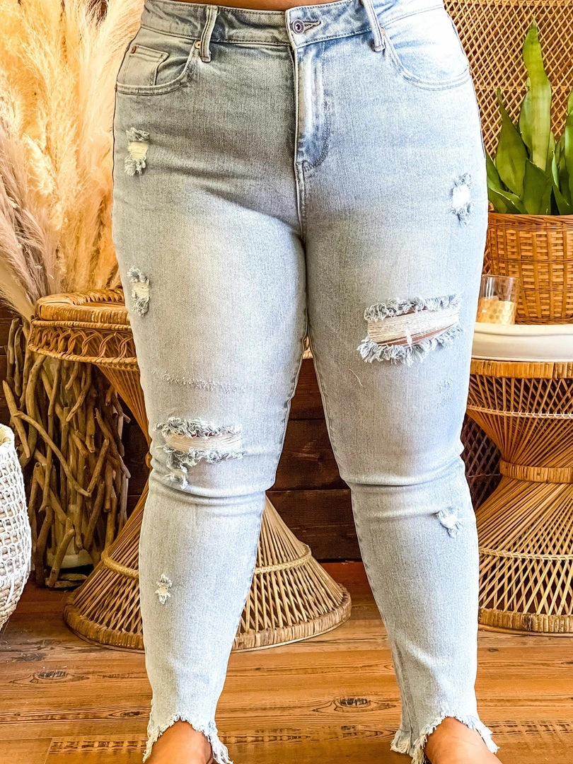 Special A Summer Fever Collection Mid Rise Relaxed Skinny Distressed Jeans In Light Blue 3 Special A Summer Fever Collection Mid Rise Relaxed Skinny Distressed Jeans In Light Blue