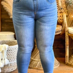 Vocal Denim Legging With All Over Bling New Arrivals