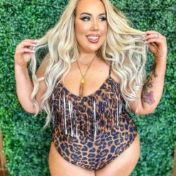 Sylon Fashion Co, Ltd New Arrivals One Piece Leopard Fringe Swimsuit