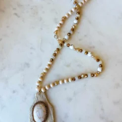 Your Fashion Wholesale Cow Hide Tassel Necklace - Beige