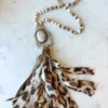 Your Fashion Wholesale Cow Hide Tassel Necklace - Beige