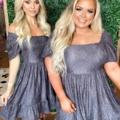 D & J Industies Co., LTD. Pre-Orders PREORDER Girl Next Door Lace Dress - Gray