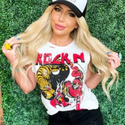 Country Deep Clothing Rock N Roll Distressed Tank