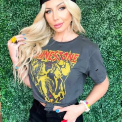 Country Deep Clothing Rhinestone Cowboy 80s Distressed Tee