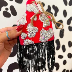Southern Custom Designs Pink Cow Tag Fringe Freshie Accessories