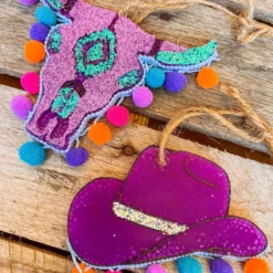 Southern Custom Designs New Arrivals Purple Cowgirl Hat With Pom Poms Freshie