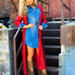 Dongguan Haohoo Clothing CO., Ltd Pre-Orders PREORDER The Royal Sequin Duster - Red