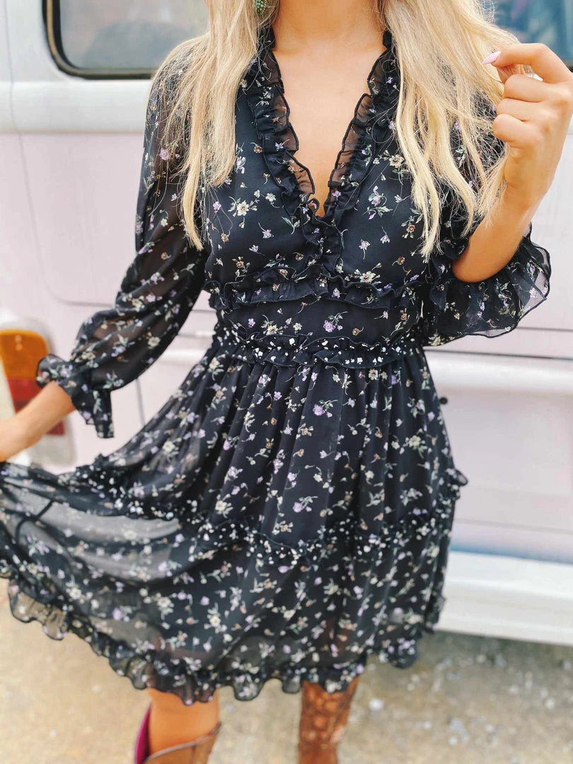 Southern Fried Chics Sale! Popping Lavender Dress - Black 2 Southern Fried Chics Sale! Popping Lavender Dress - Black