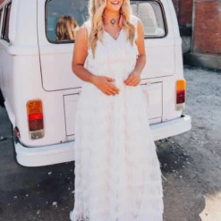 D & J Industries Promise Forever Dress Long - White