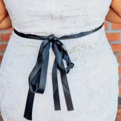 Luxe Apparel Bridal Rhinestone Crowning Moment Belt - Black Ribbon With Silver