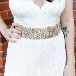 Luxe Apparel Rhinestone Crowning Moment Belt X3 - Black Ribbon With Gold