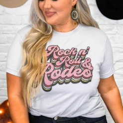 Bling-A-Gogo Rock N Roll And Rodeo Tee - Silver