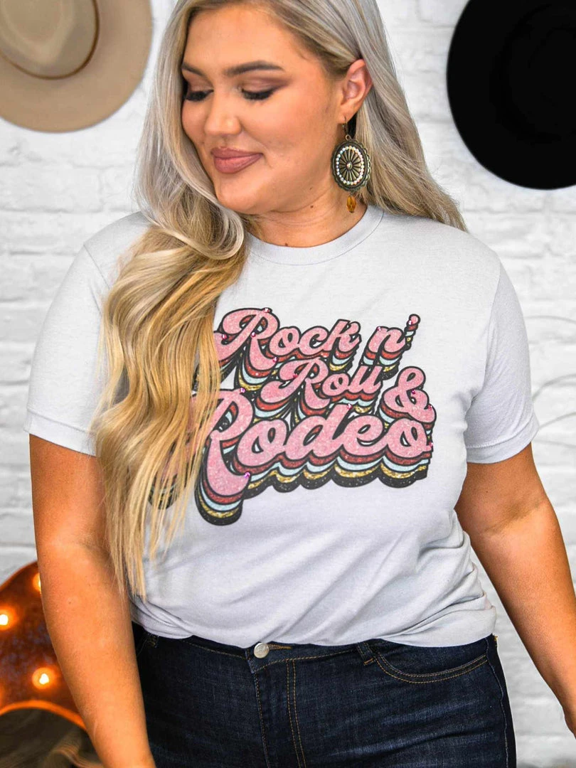 Bling-A-Gogo Rock N Roll And Rodeo Tee - Silver 2 Bling-A-Gogo Rock N Roll And Rodeo Tee - Silver