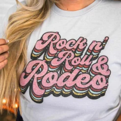 Bling-A-Gogo Rock N Roll And Rodeo Tee - Silver