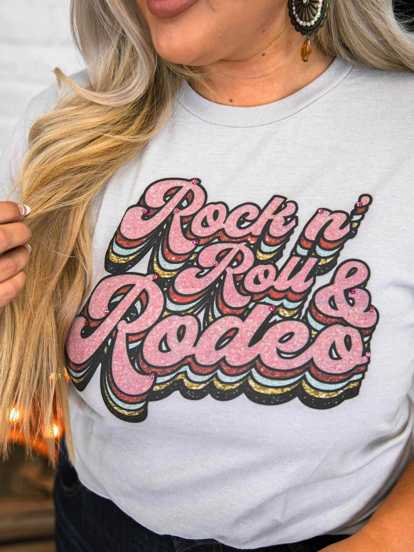 Bling-A-Gogo Rock N Roll And Rodeo Tee - Silver 1 Bling-A-Gogo Rock N Roll And Rodeo Tee - Silver