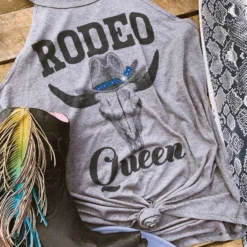 Bling-A-Gogo Clothing Rodeo Queen Halter Tank - Grey