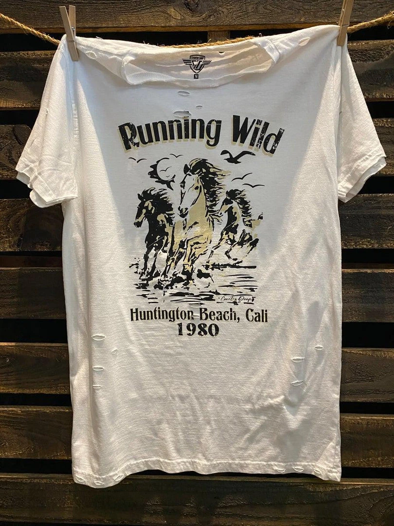 Country Deep Running Wild Distressed Tee Clothing 1 Country Deep Running Wild Distressed Tee Clothing