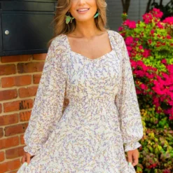 D & J Industies Co., LTD. All Squared Away Dress - White Floral New Arrivals