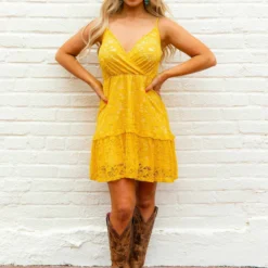 Southern Fried Chics Flirty Little Thing Lace Dress - Mustard New Arrivals 8 Southern Fried Chics Flirty Little Thing Lace Dress - Mustard New Arrivals