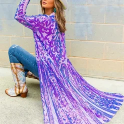 Dongguan Haohoo Clothing CO., Ltd PREORDER The Royal Sequin Duster In Purple