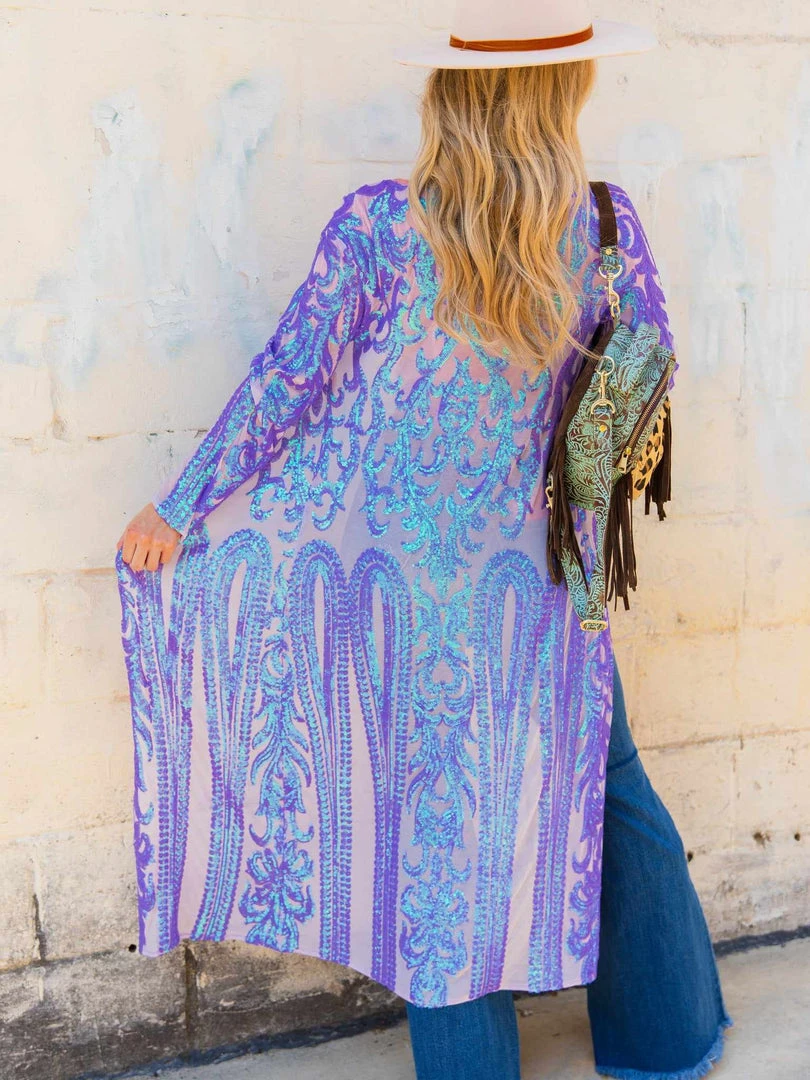 Dongguan Haohoo Clothing CO., Ltd PREORDER The Royal Sequin Duster — Iridescent Purple 6 Dongguan Haohoo Clothing CO., Ltd PREORDER The Royal Sequin Duster — Iridescent Purple