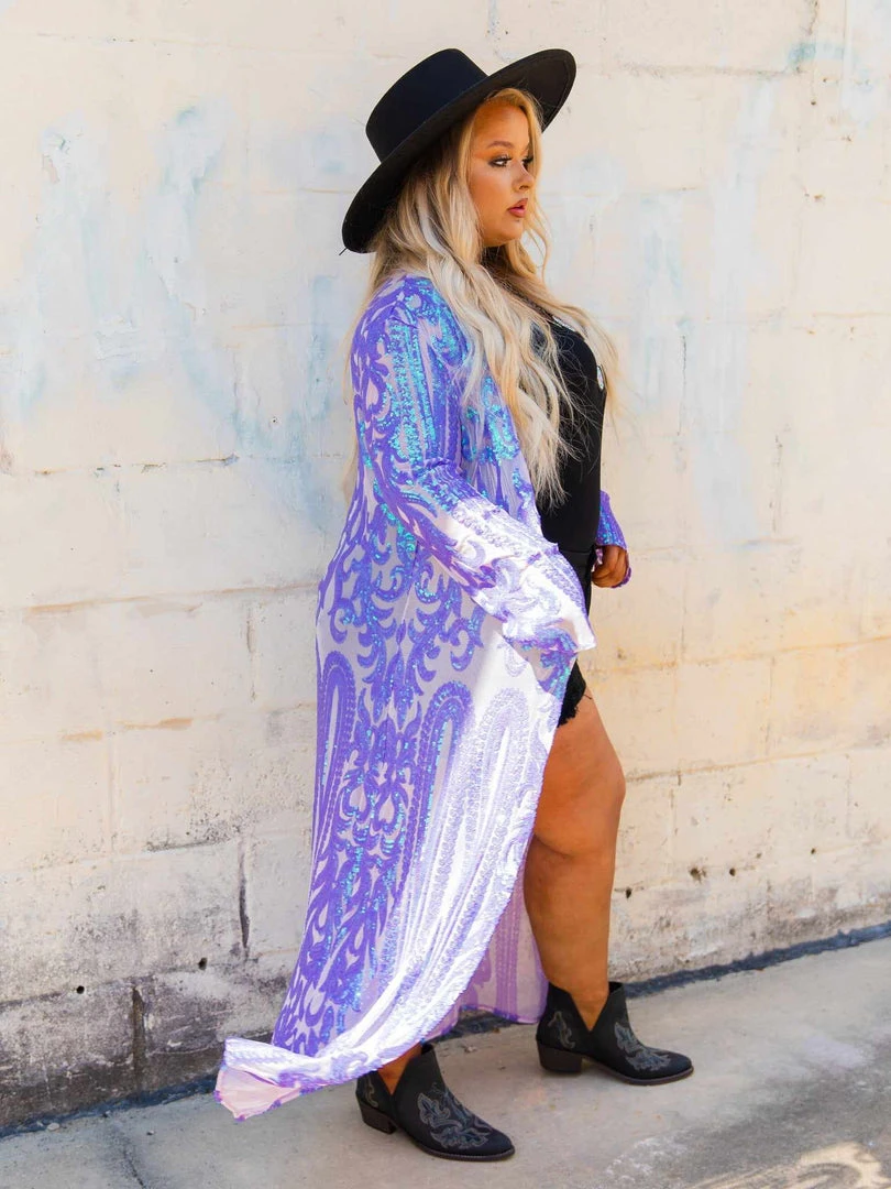 Dongguan Haohoo Clothing CO., Ltd PREORDER The Royal Sequin Duster — Iridescent Purple 4 Dongguan Haohoo Clothing CO., Ltd PREORDER The Royal Sequin Duster — Iridescent Purple