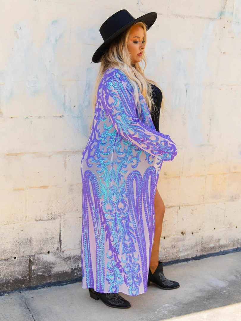 Dongguan Haohoo Clothing CO., Ltd PREORDER The Royal Sequin Duster — Iridescent Purple 2 Dongguan Haohoo Clothing CO., Ltd PREORDER The Royal Sequin Duster — Iridescent Purple