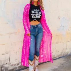 Dongguan Haohoo Clothing CO., Ltd PREORDER The Royal Sequin Duster - Hot Pink