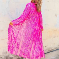 Dongguan Haohoo Clothing CO., Ltd PREORDER The Royal Sequin Duster - Hot Pink