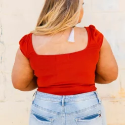 D & J Industies Co., LTD. Your New Favorite Staple Square Neck Bodysuit - Rust