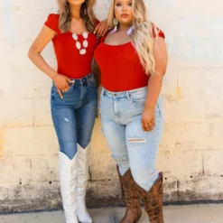 D & J Industies Co., LTD. Your New Favorite Staple Square Neck Bodysuit - Rust