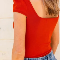 D & J Industies Co., LTD. Your New Favorite Staple Square Neck Bodysuit - Rust