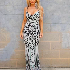 D & J Industries Co., LTD. Pre-Orders PREORDER Midnight Marina Bubblegum And Black Sequin Dress