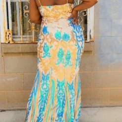 D & J Industries Co., LTD. PREORDER Midnight Marina Turquoise & Gold Dress Pre-Orders