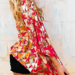 D & J Industies Co., LTD. New Arrivals Actin Up Kimono - Pink Floral