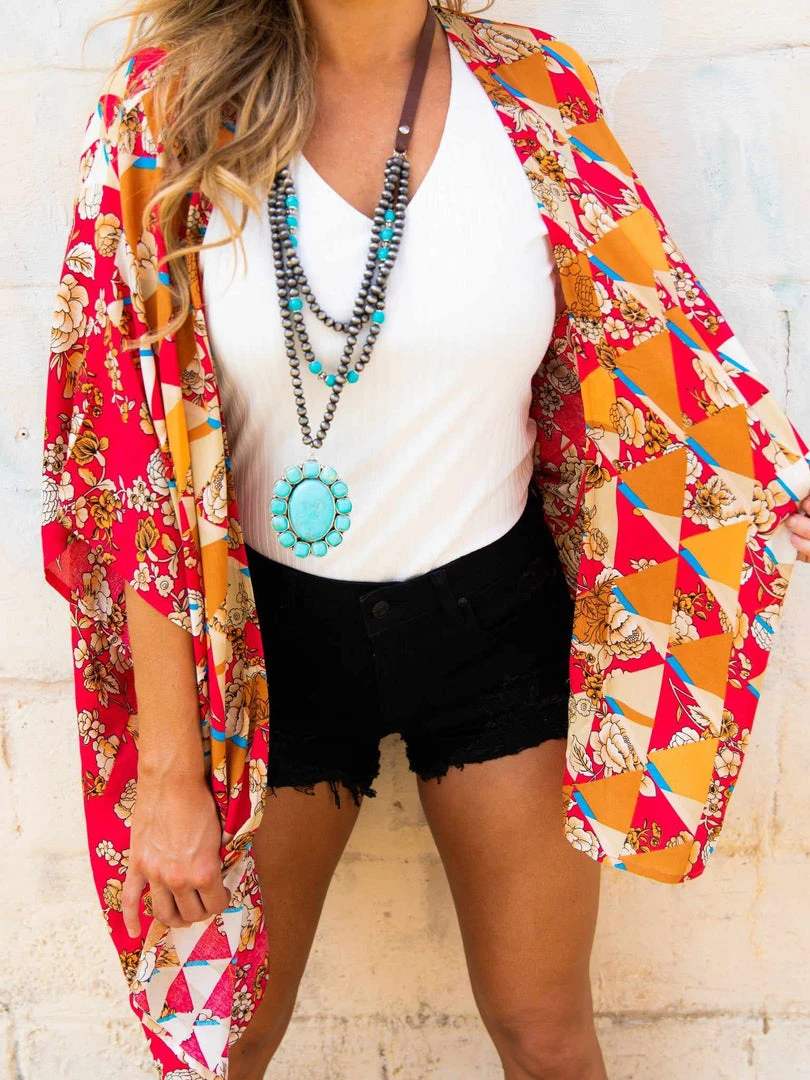 D & J Industies Co., LTD. New Arrivals Actin Up Kimono - Pink Floral 1 D & J Industies Co., LTD. New Arrivals Actin Up Kimono - Pink Floral