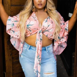 D & J Industies Co., LTD. PREORDER Picture This Pink Floral Crop Top Pre-Orders