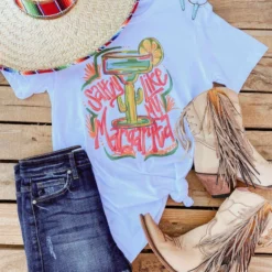Miss Mud Pie Tees Salty Like My Margarita Tee - White
